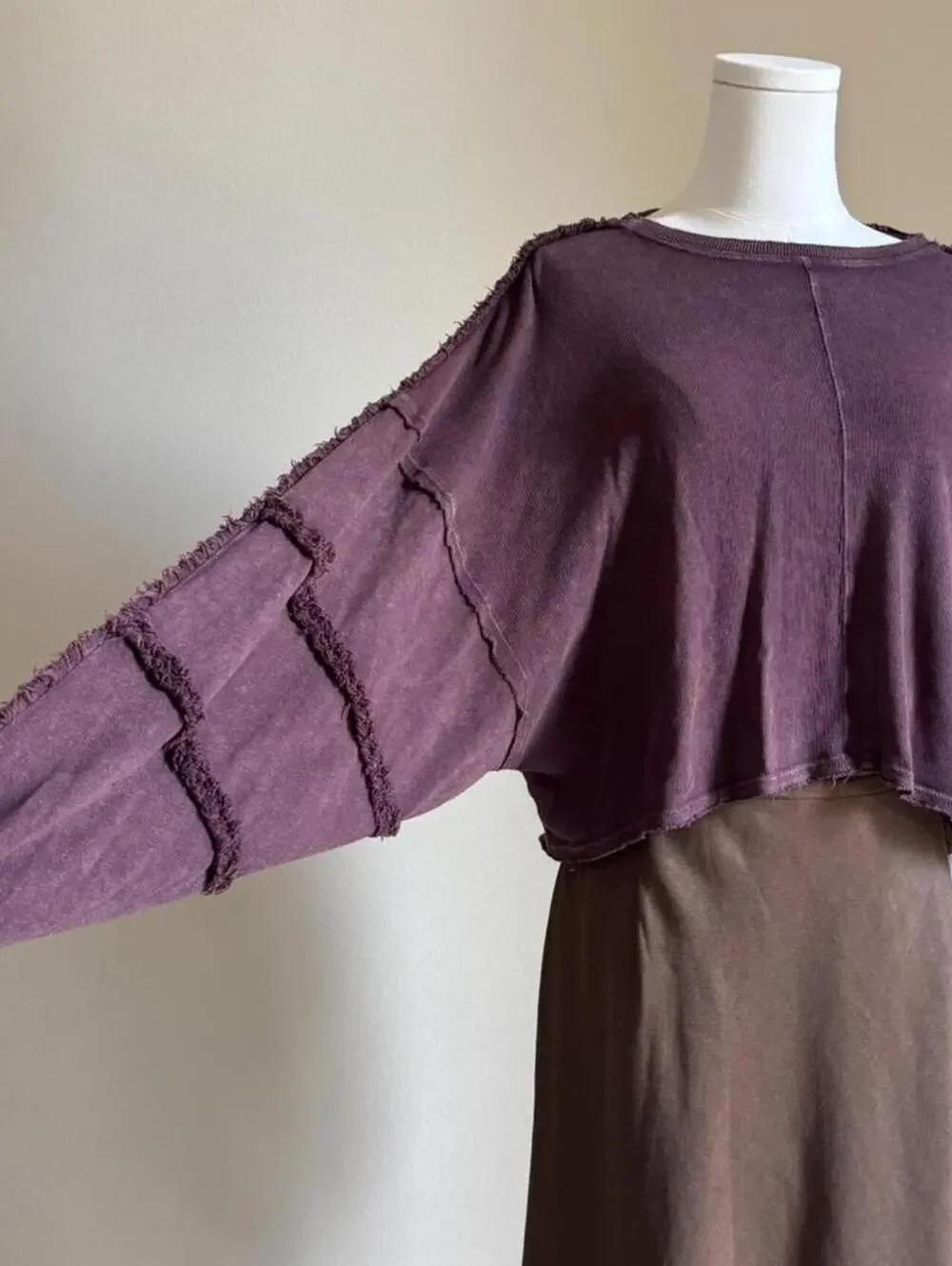 Free People Movement 100% cotton cropped top in faded plum